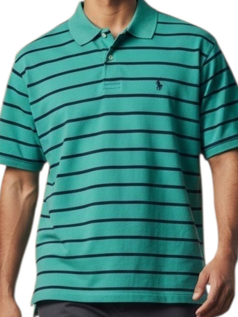 Polo Golf Ralph Lauren Teal Striped Collared Short Sleeve Polo Shirt Men's L